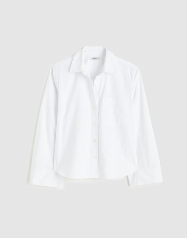 Oxford Easy Y-Neck Button-Up Shirt WHITE