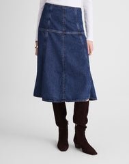 Denim Drop-Waist Midi Skirt in McKinney Wash MCKINNEY WASH