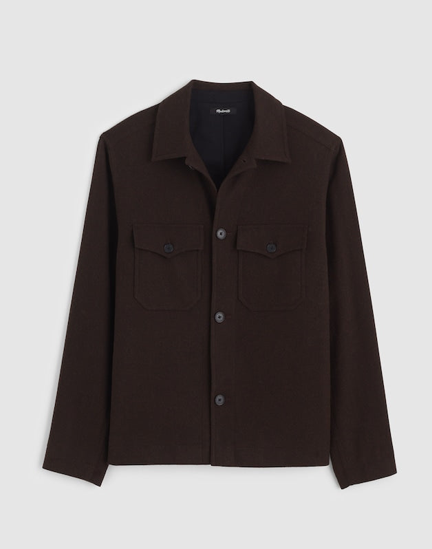 Patch-Pocket Shirt-Jacket in Wool Blend CHOCOLATE