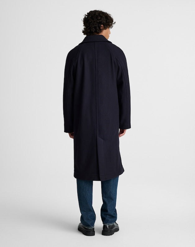 Officer Coat in Italian Melton Wool Blend DARK NAVY