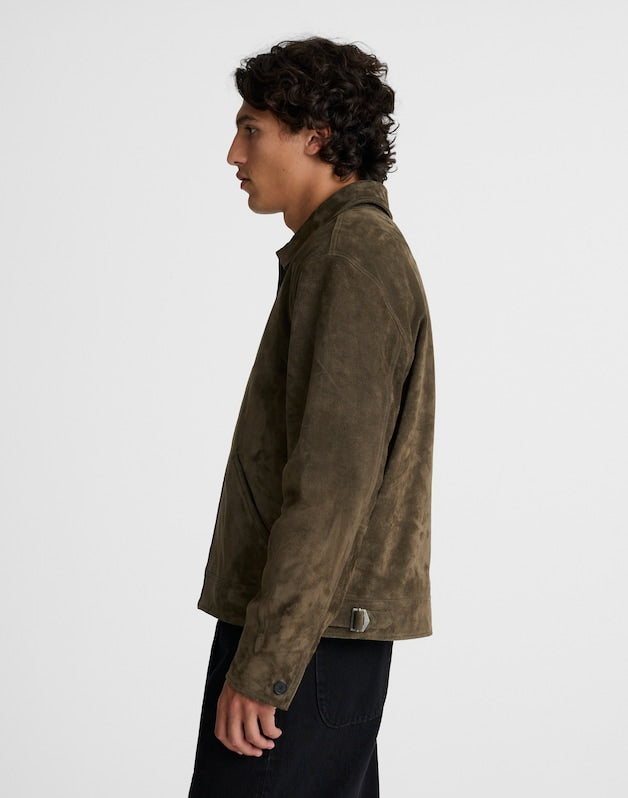 Zip-Front Jacket in Suede EXPEDITION GREEN