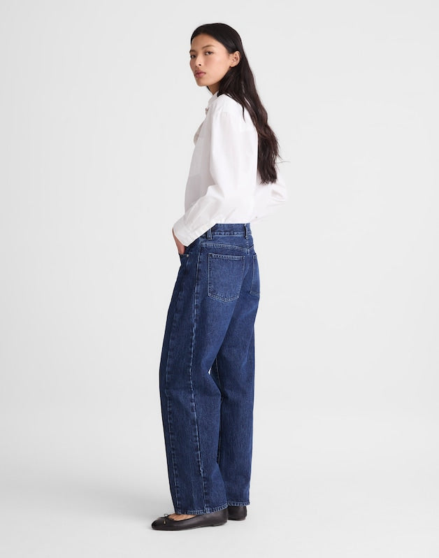 Petite Pieced Barrel-Leg Jeans in McKinney Wash MCKINNEY WASH