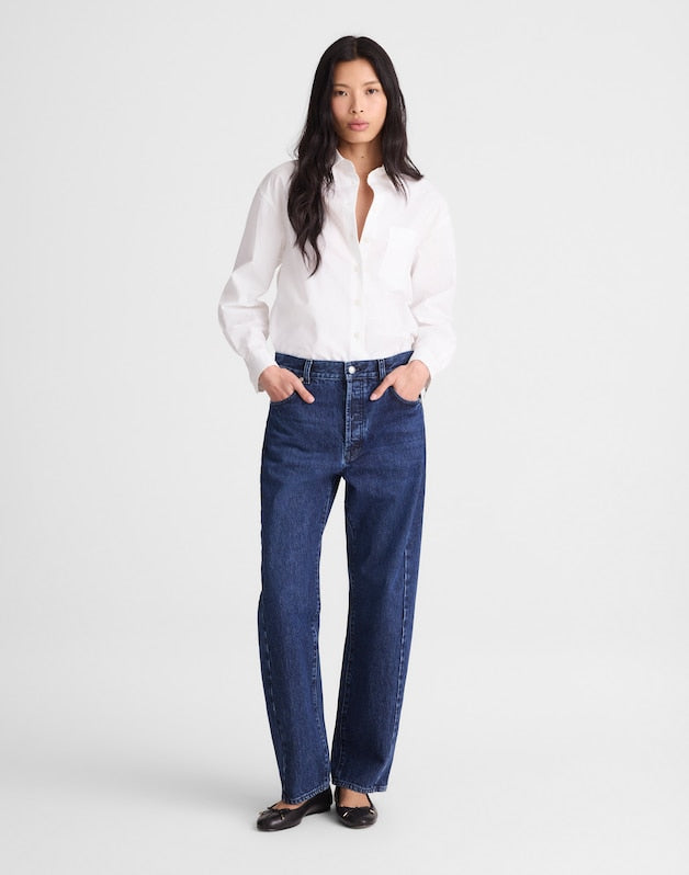 Petite Pieced Barrel-Leg Jeans in McKinney Wash MCKINNEY WASH