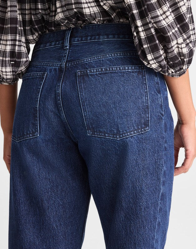 Curvy Pieced Barrel-Leg Jeans in McKinney Wash MCKINNEY WASH