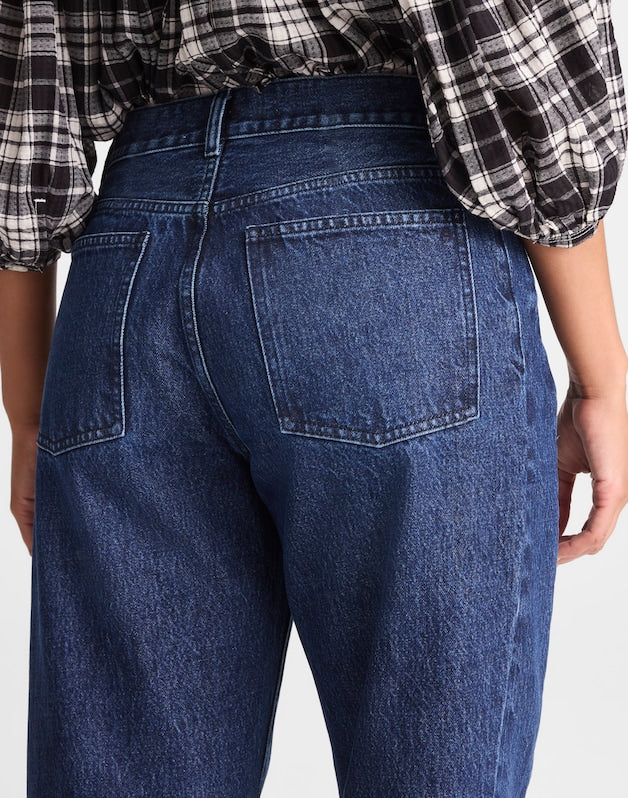 Petite Curvy Pieced Barrel-Leg Jeans in McKinney Wash MCKINNEY WASH