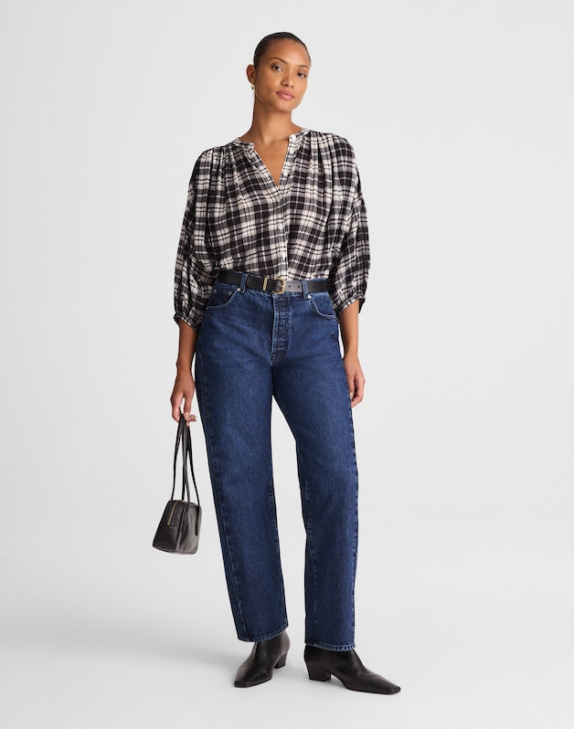 Tall Curvy Pieced Barrel-Leg Jeans in McKinney Wash MCKINNEY WASH
