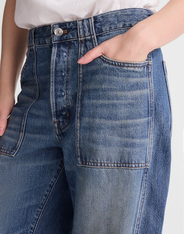 The Darted Utility Barrel-Leg Jean IRMO WASH