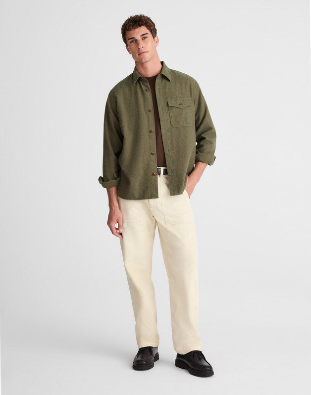 Work Shirt in Herringbone DARK OLIVE HERRINGBONE