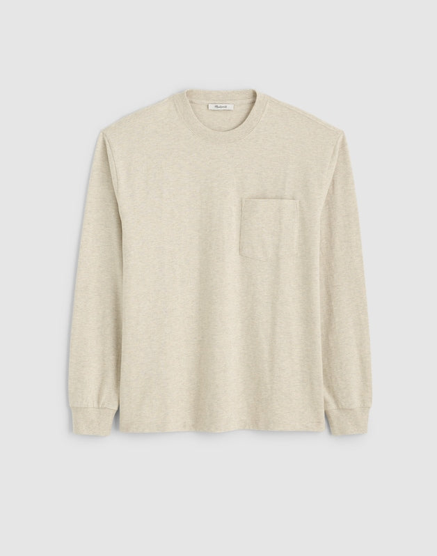 The Long-Sleeve Vintage Pocket Tee HEATHER OAT GREY
