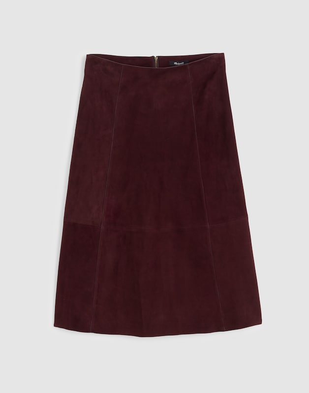 Seamed Midi Skirt in Suede DEEP PLUM