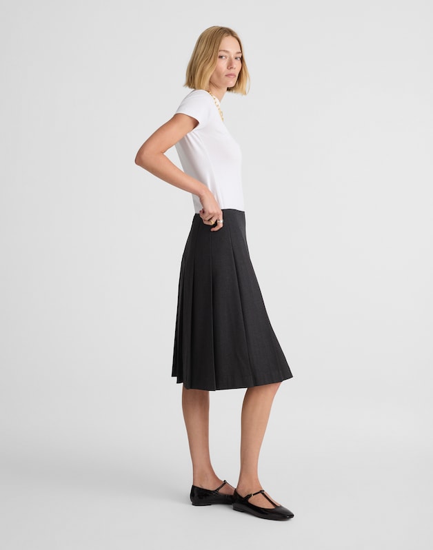 Pleated Midi Skirt DARK GREY