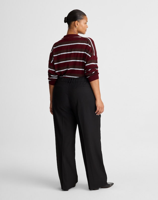 Petite Slouchy Straight Pants in Brushed Twill BLACK