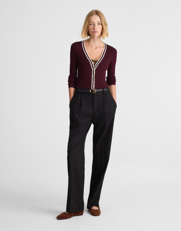 Tall Slouchy Straight Pants in Brushed Twill BLACK