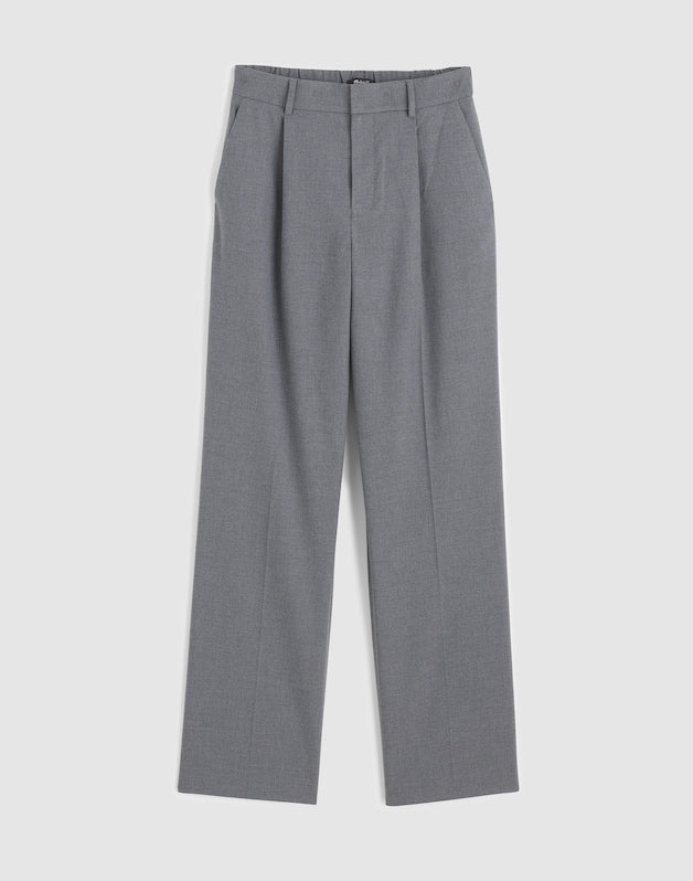 Slouchy Straight Pants in Brushed Twill LIGHT GREY