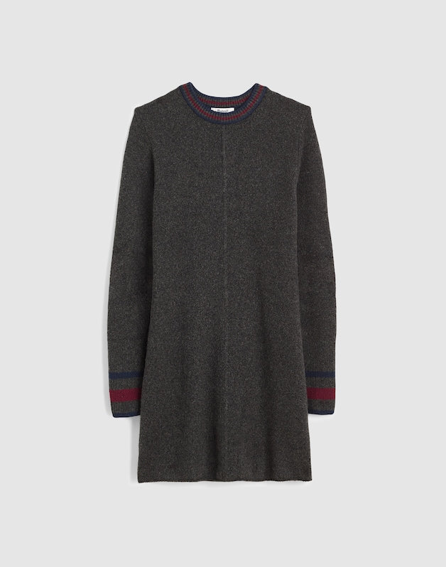 Sweater Mini Dress CHARCOAL PLACED STRIPE