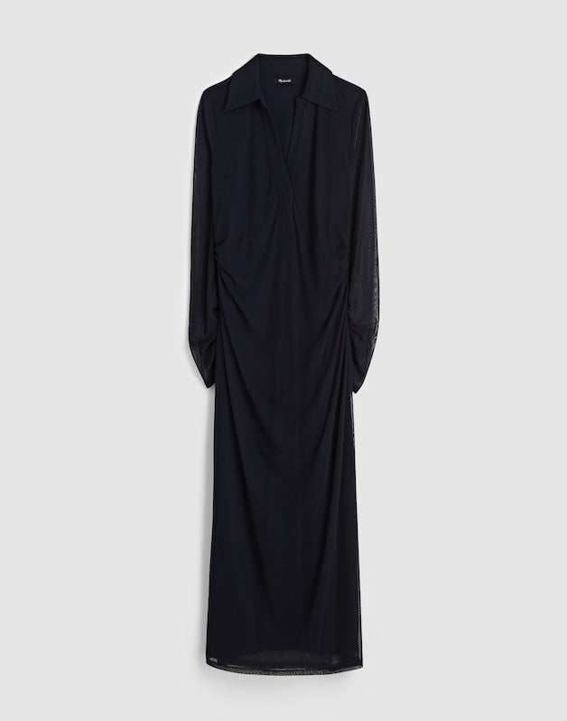 Long-Sleeve Polo Midi Dress CLASSIC NAVY