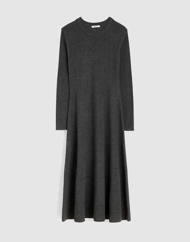 The Signature Knit Crewneck Midi Dress HTHR SLATE
