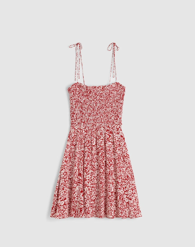 Tie Shoulder Mini Dress in Floral AMANDA FLORAL  RED