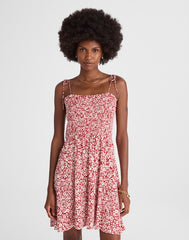 Tie Shoulder Mini Dress in Floral AMANDA FLORAL  RED