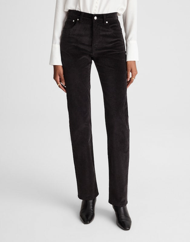 The Longline Straight Pant in Velvet JET BLACK