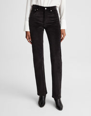 The Longline Straight Pant in Velvet JET BLACK