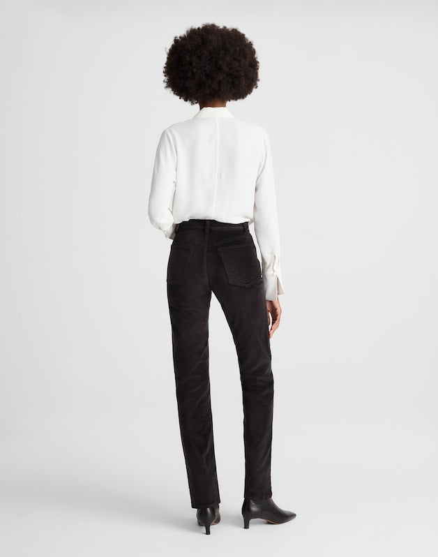 The Longline Straight Pant in Velvet JET BLACK