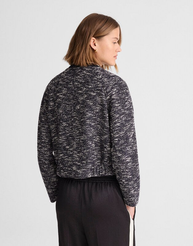 Raglan Bomber Jacket in Tweed NAVY WHITE MULTI