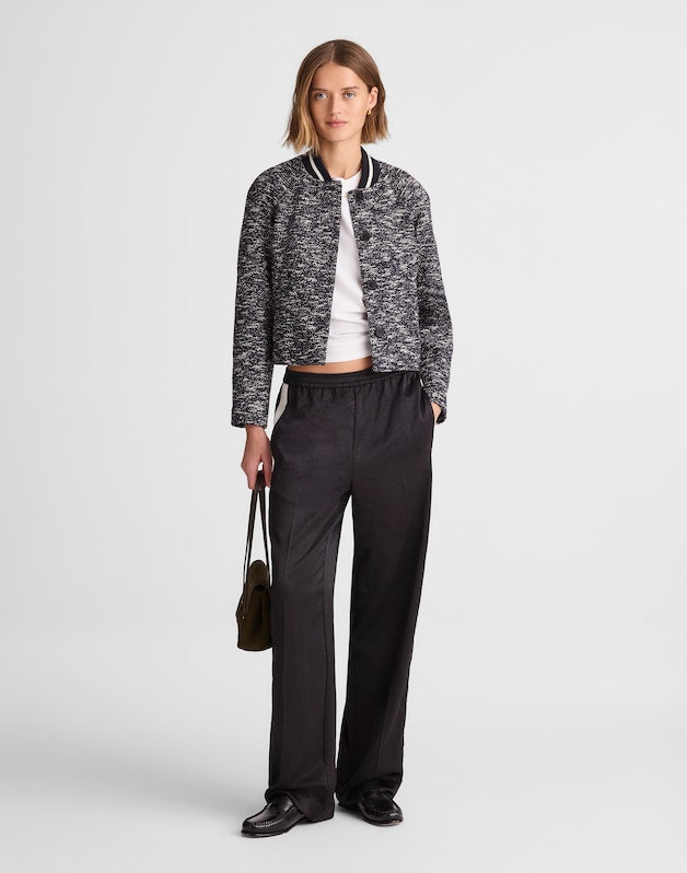 Raglan Bomber Jacket in Tweed NAVY WHITE MULTI