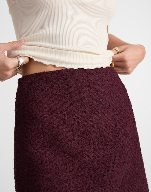Mini Skirt in Tweed DARK POMEGRANATE