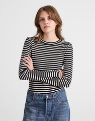 The '90s Crewneck Long-Sleeve Tee in Compact Cotton BENGAL STRIPE