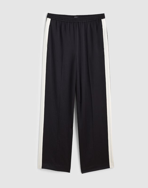 The Easy Pull-On Track Pant in Satin JET BLACK
