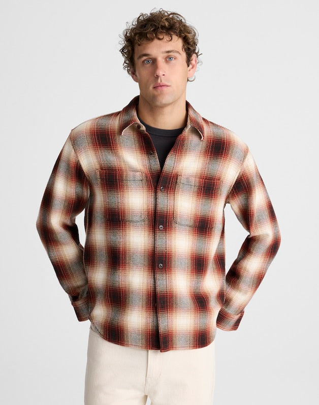 Button-Up Shirt in Midweight Flannel OMBRE PLAID
