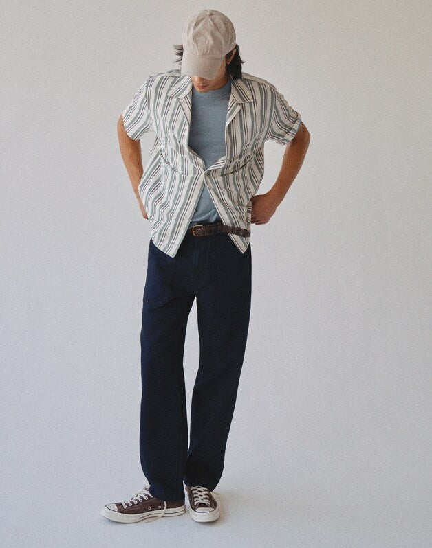 Fatigue Pants in Indigo Herringbone ROBERSON WASH