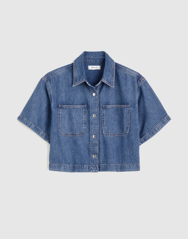 Airy Denim Boxy-Crop Shirt PICKETT WASH