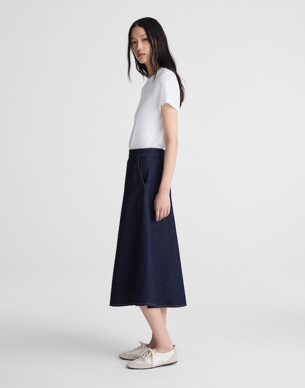 Denim Circle Midi Skirt RINSE WASH