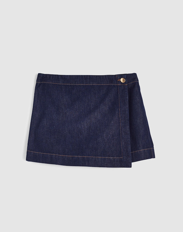 Denim Wrap Mini Skort RINSE WASH