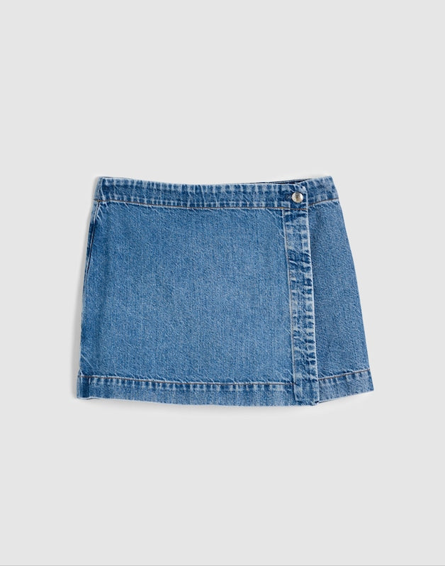 Denim Wrap Mini Skort MIDVALE WASH