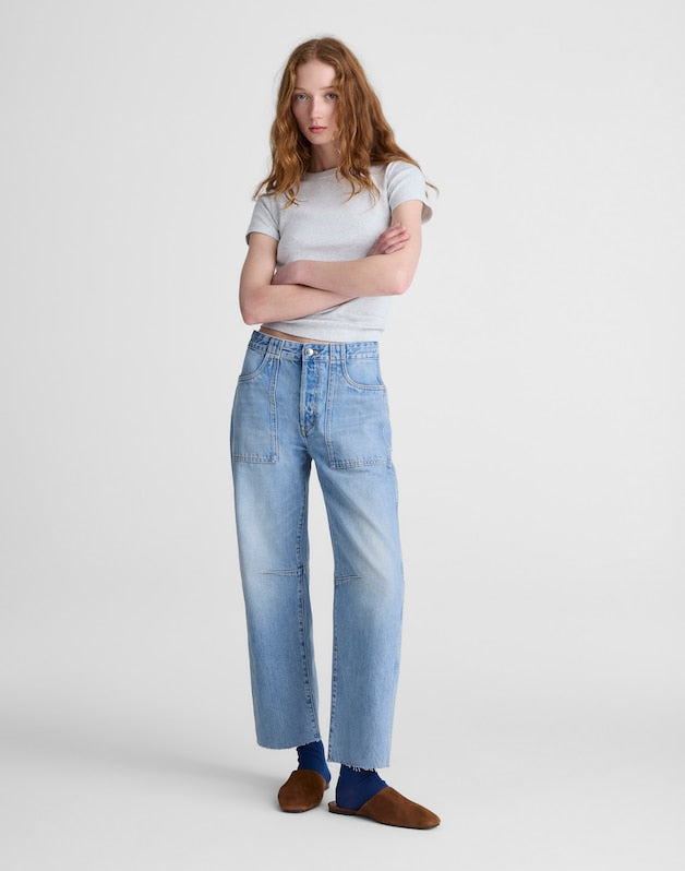The Short Darted Utility Barrel-Leg Jean in Faded Horizon FADED HORIZON WASH