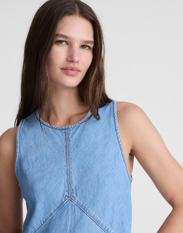 Seamed Maxi Dress in Airy Denim CLEAN SOFT SKY