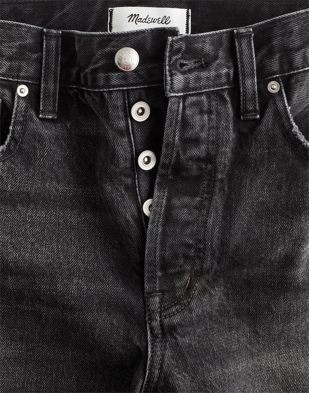 Pieced Barrel-Leg Jeans ASHEN BLACK WASH