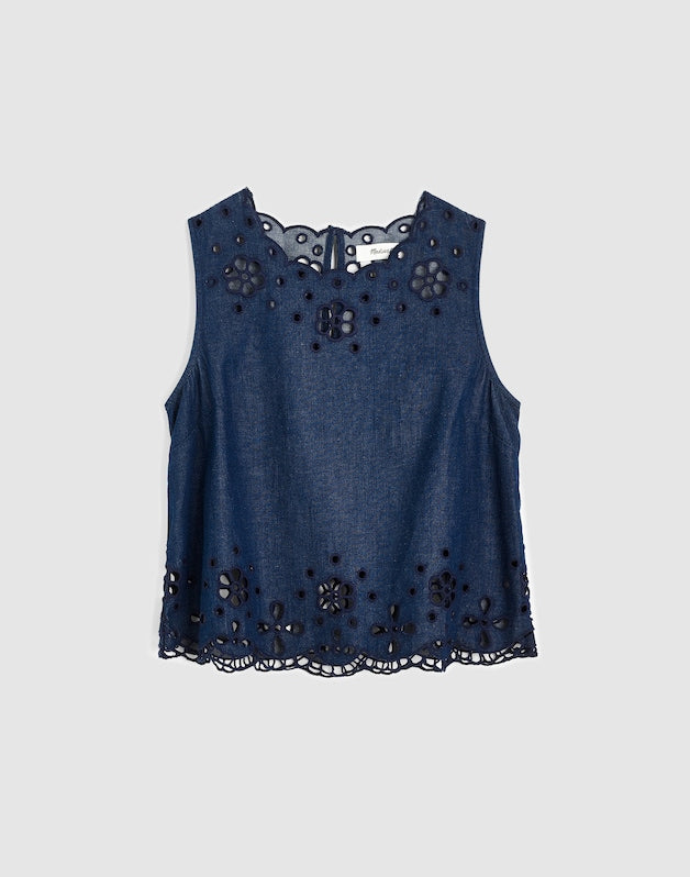 Denim Embroidered Shell Top MARFIELD WASH