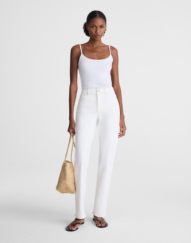 The Tall Longline Straight Jean in Tile White TILE WHITE