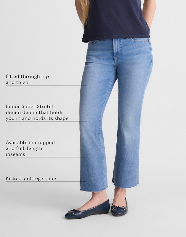 The Short Flare Crop Jean in Super Stretch Denim COASTAL BLUE WASH