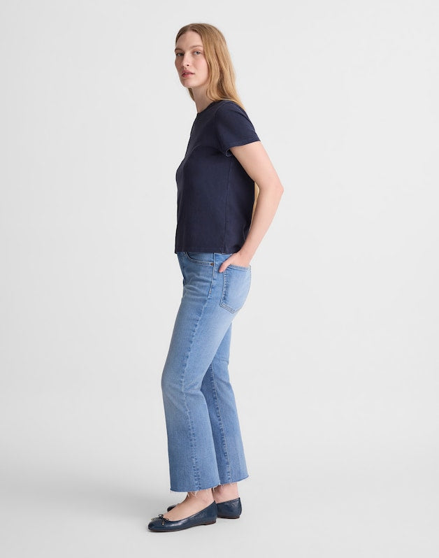 The Short Flare Crop Jean in Super Stretch Denim COASTAL BLUE WASH