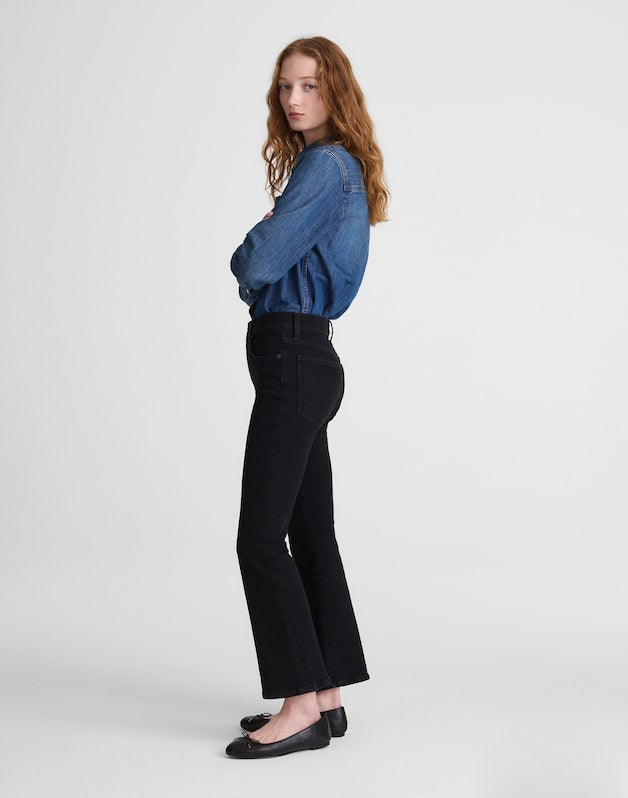 The Flare Crop Jean in Super Stretch Denim BLACK FROST