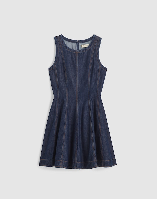 Airy Denim Circle Mini Dress in Rinse Wash RINSE WASH