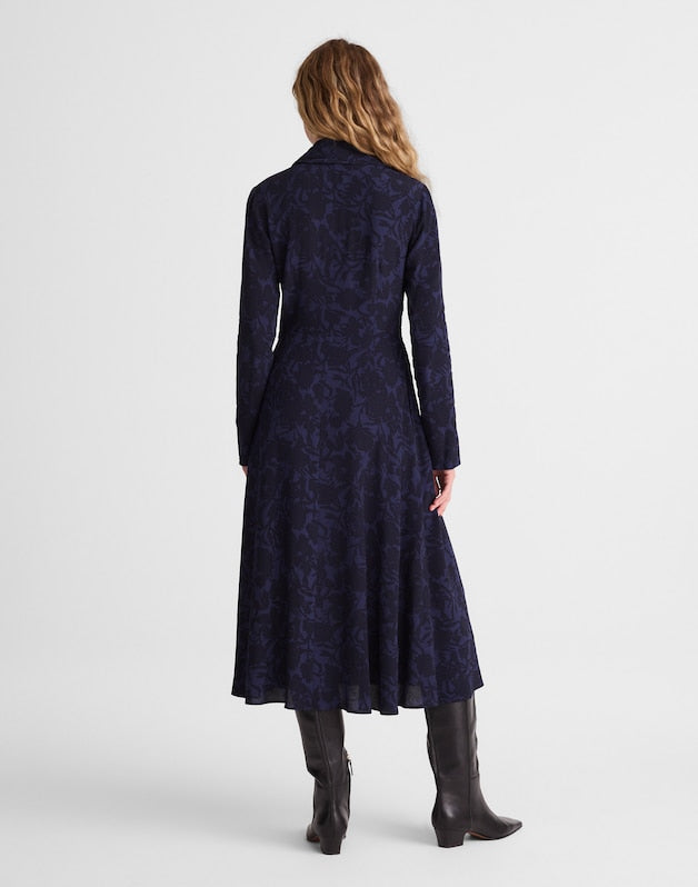 Smocked Midi Shirtdress ALEXIS FLORAL NAVY