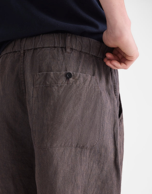 Pull-On Shorts in Linen CHOCOLATE