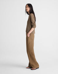 The Short Zoe Relaxed Straight Pant in 100% Linen SAFARI KHAKI