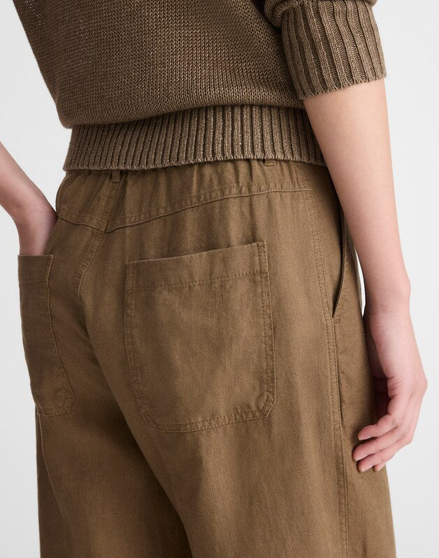 The Tall Zoe Relaxed Straight Pant in 100% Linen SAFARI KHAKI